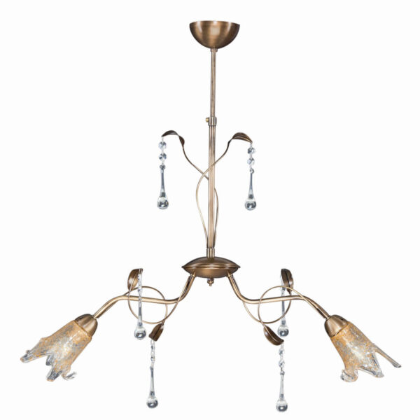 Φωτιστικό Πολύφωτο 2φ Μέταλλο μπρονζέ/Γυαλί Ε14