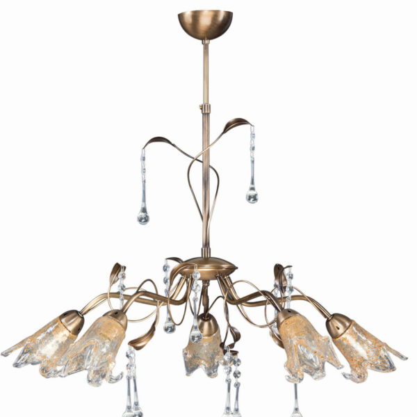 Φωτιστικό Πολύφωτο 5φ Μέταλλο μπρονζέ/Γυαλί Ε14