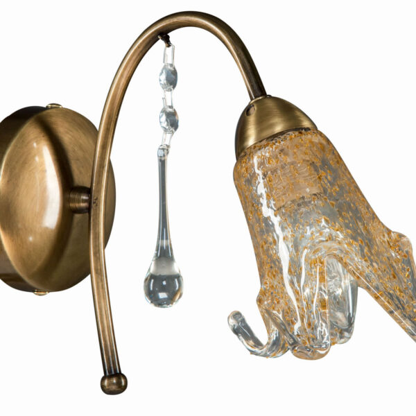 Απλίκα Μέταλλο μπρονζέ Ε14 με γυαλί