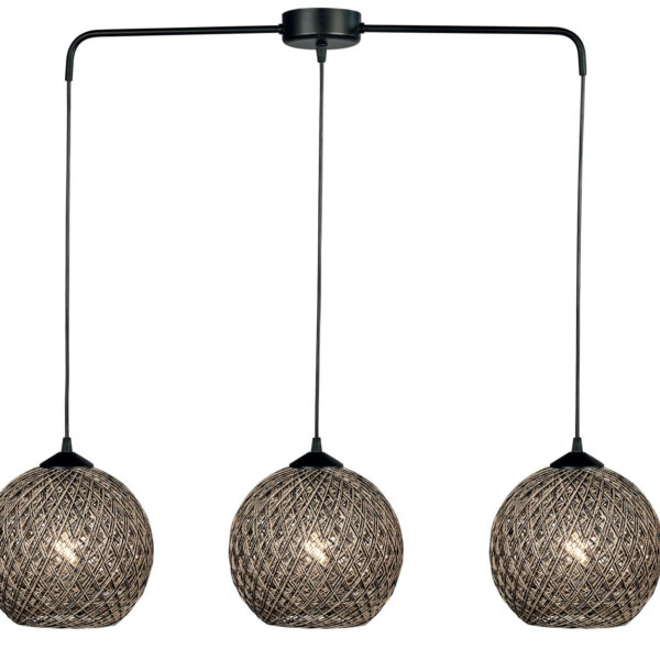 Φωτιστικό Πολύφωτο 3φ Μέταλλο μαύρο/Μπάλα σχοινί Ε27
