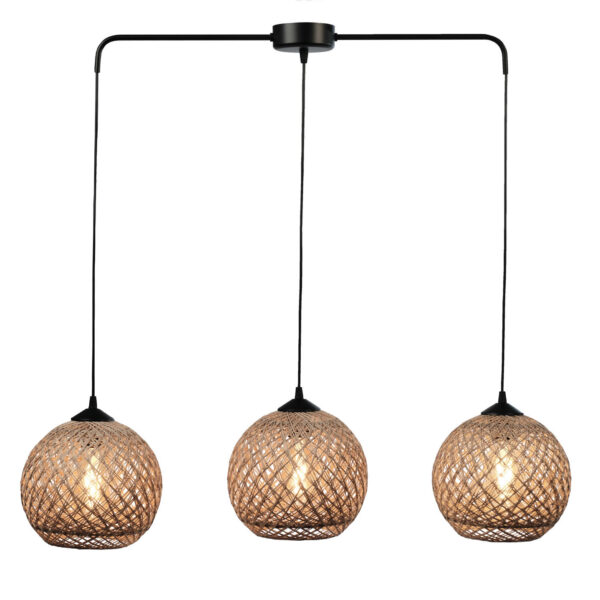 Φωτιστικό Πολύφωτο 3φ Μέταλλο μαύρο/Μπάλα σχοινί Ε27