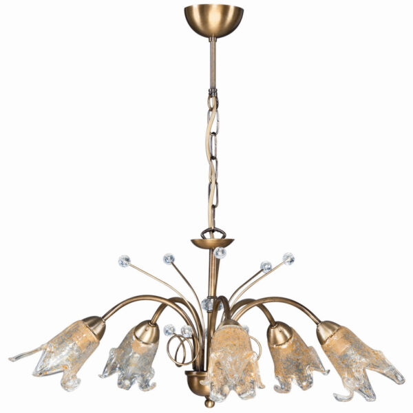 Φωτιστικό Πολύφωτο 5φ Μέταλλο μπρονζέ/Γυαλί Ε14