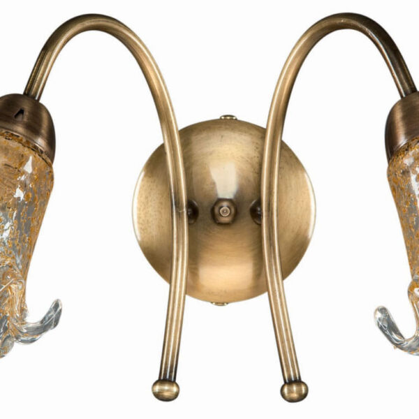 Απλίκα  Μέταλλο μπρονζέ   2χΕ14 δίφωτη με γυαλί