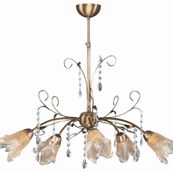 Φωτιστικό Πολύφωτο 5φ Μέταλλο μπρονζέ/Γυαλί Ε14