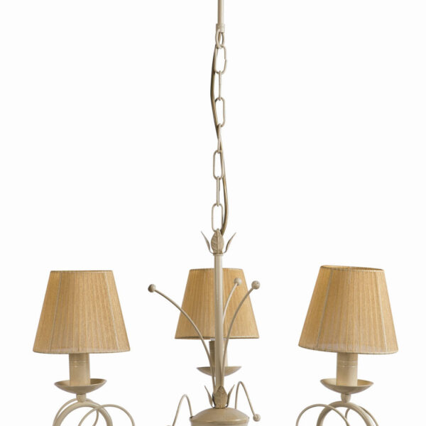 Φωτιστικό Πολύφωτο 3φ Μέταλλο κρεμ/πατίνα χρυσή με αμπαζούρ Ε14