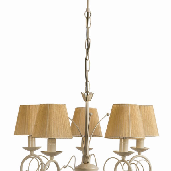 Φωτιστικό Πολύφωτο 5φ Μέταλλο κρεμ/ Πατίνα χρυσή με αμπαζούρ Ε14