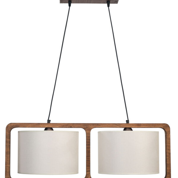 Φωτιστικό Πολύφωτο 2φ Ξύλο/Αμπαζούρ μπεζ Ε27