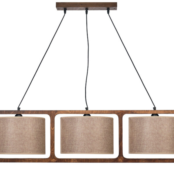 Φωτιστικό Πολύφωτο 3φ Ξύλο/Αμπαζούρ μόκα Ε27