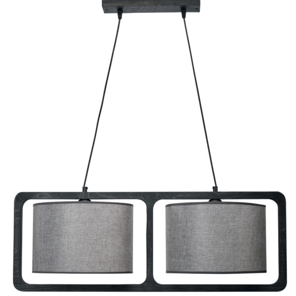 Φωτιστικό Πολύφωτο 2φ Ξύλο/Αμπαζούρ γκρι Ε27