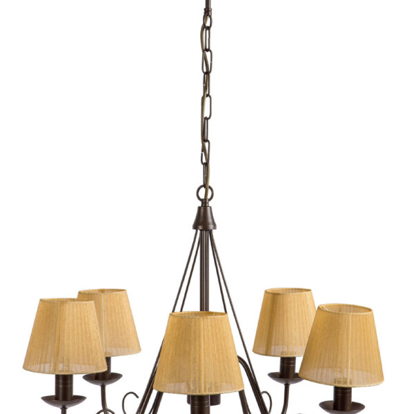 Φωτιστικό Πολύφωτο 5φ Μέταλλο καφέ με αμπαζούρ Ε14