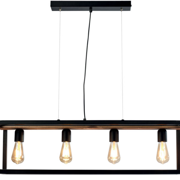 Φωτιστικό Πολύφωτο 4φ Μέταλλο μαύρο/Ξύλο Ε27