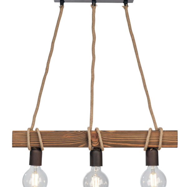 Φωτιστικό Πολύφωτο 3φ Ξύλο/Σχοινί Ε27