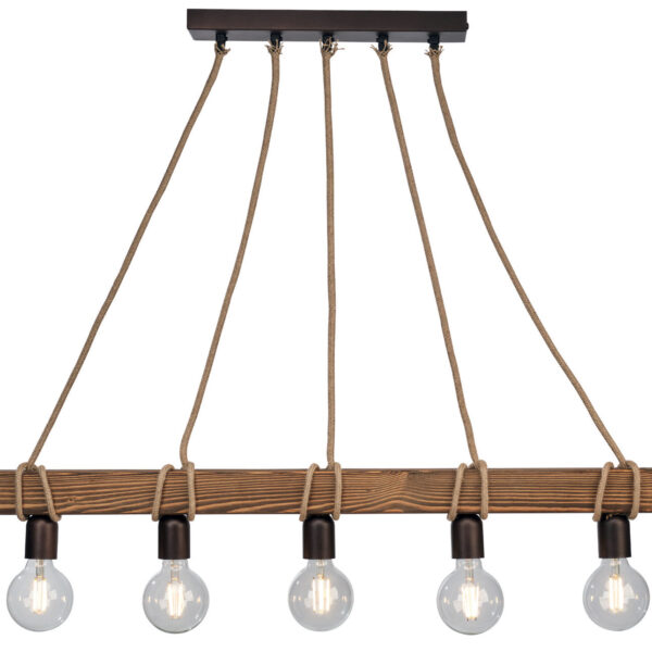 Φωτιστικό Πολύφωτο 5φ Ξύλο/Σχοινί Ε27