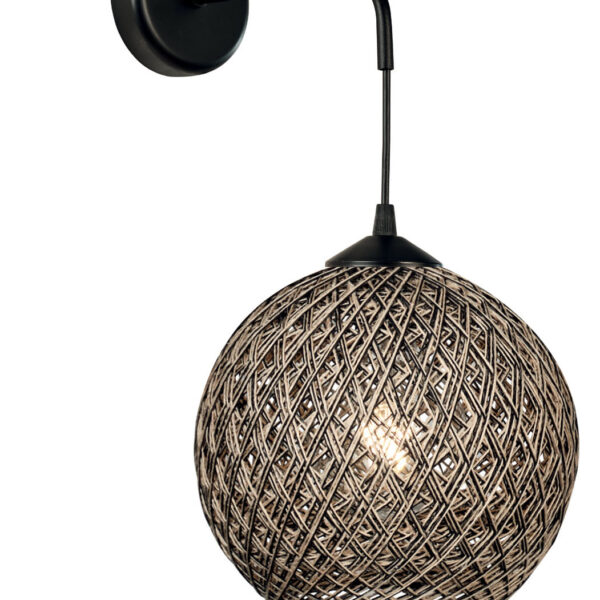 Απλίκα μπάλα σχοινί natural/μαύρο Φ20 Ε27