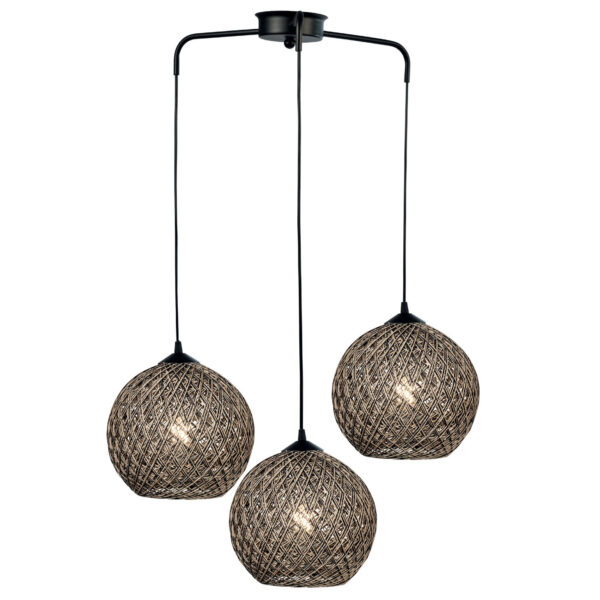 Φωτιστικό Πολύφωτο 3φ Μέταλλο μαύρο/Μπάλα σχοινί Ε27