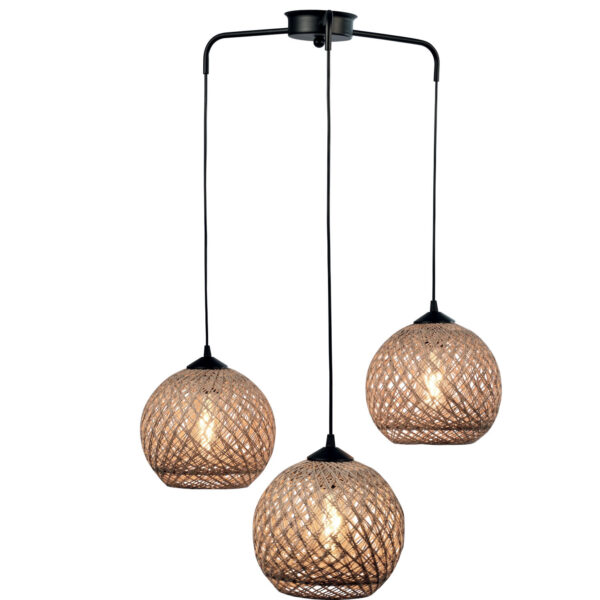 Φωτιστικό Πολύφωτο 3φ Μέταλλο μαύρο/Μπάλα σχοινί Ε27