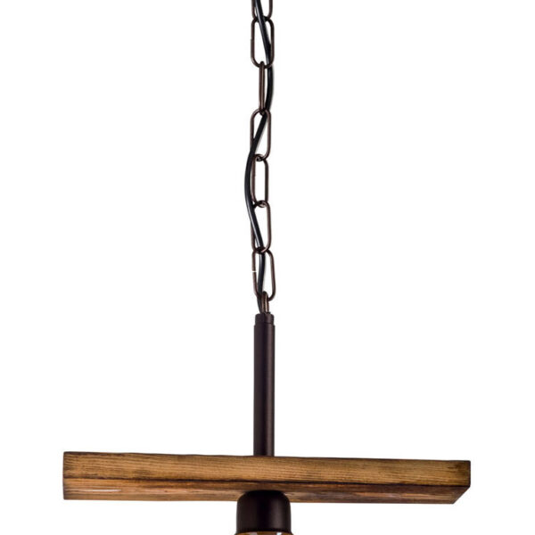 Φωτιστικό μονόφωτο ξύλο/γυαλί/μέταλλο σκουριά Ε27 Φ28