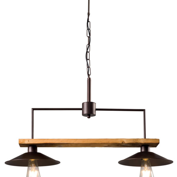 Φωτιστικό Πολύφωτο 2φ Ξύλο/Μέταλλο σκουριά Ε27