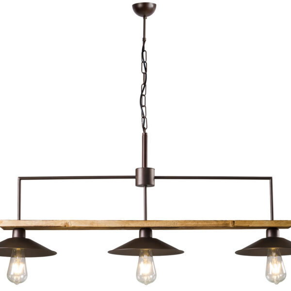 Φωτιστικό Πολύφωτο 3φ Ξύλο/Μέταλλο σκουριά Ε27