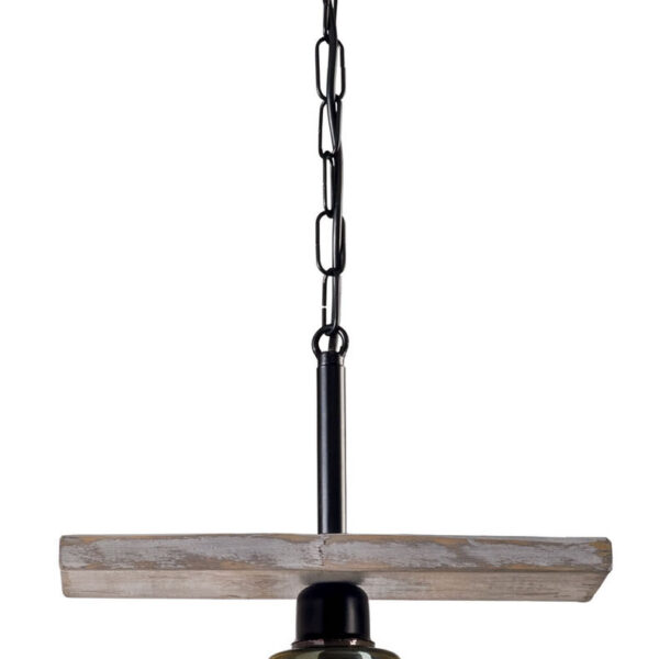 Φωτιστικό μονόφωτο ξύλο/γυαλί/μέταλλο μαύρο Ε27 Φ28