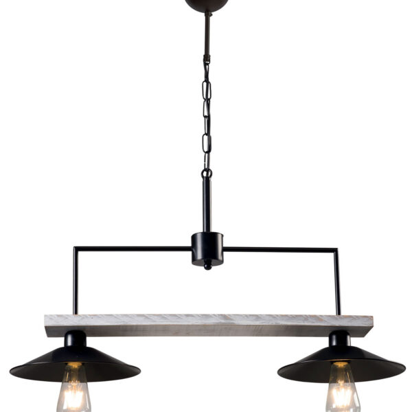 Φωτιστικό Πολύφωτο 2φ Ξύλο/Μέταλλο μαύρο Ε27