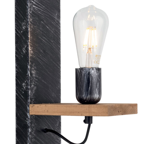 Απλίκα Ξύλο/Μέταλλο μαύρο/πατίνα ασημι Ε27