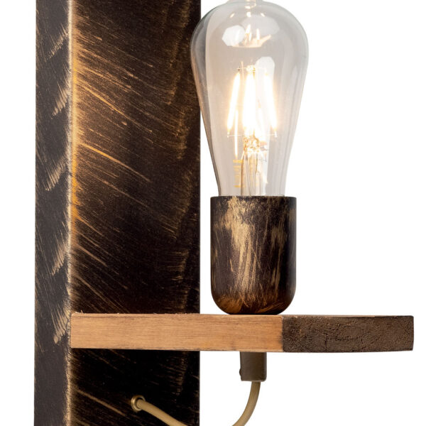 Απλίκα Ξύλο/Μέταλλο σκουριά/πατίνα χρυσή Ε27