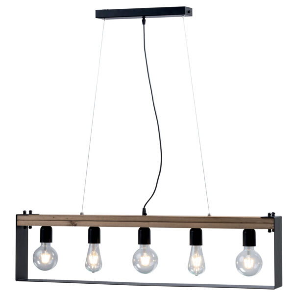 Φωτιστικό Πολύφωτο 5φ Ξύλο/Μέταλλο μαύρο Ε27