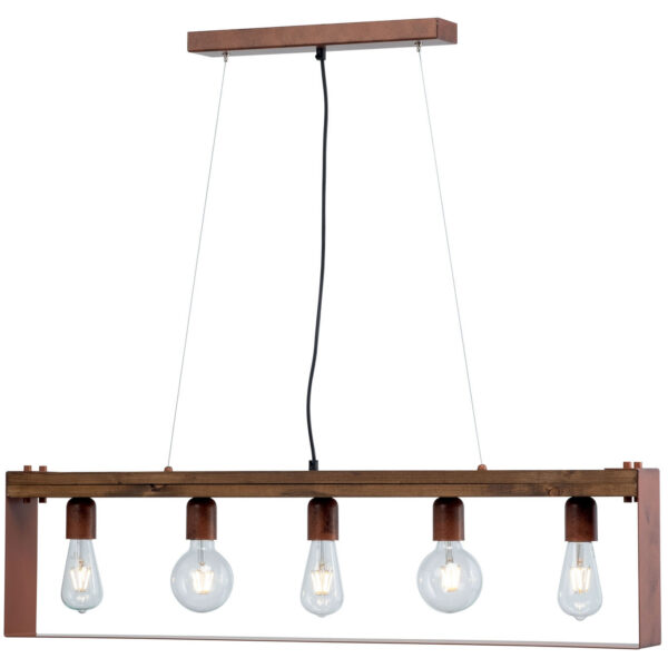 Φωτιστικό Πολύφωτο 5φ Ξύλο/Μέταλλο χαλκός/Πατίνα μαύρη Ε27