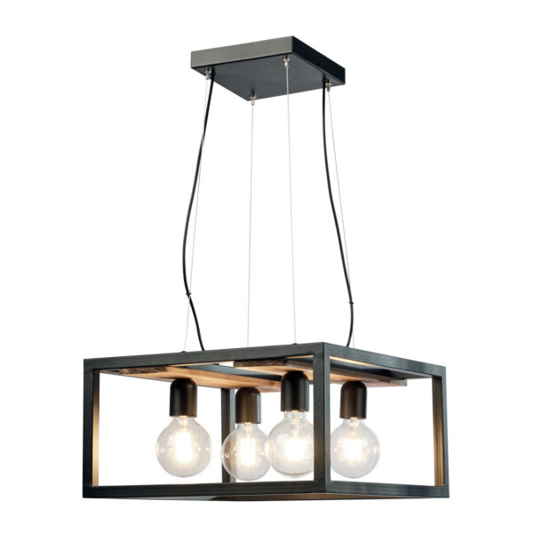 Φωτιστικό Πολύφωτο 4φ Μέταλλο μαύρο/Ξύλο Ε27