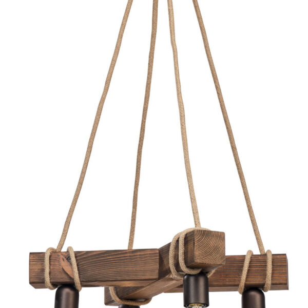 Φωτιστικό Πολύφωτο 4φ Ξύλο/Σχοινί Ε27