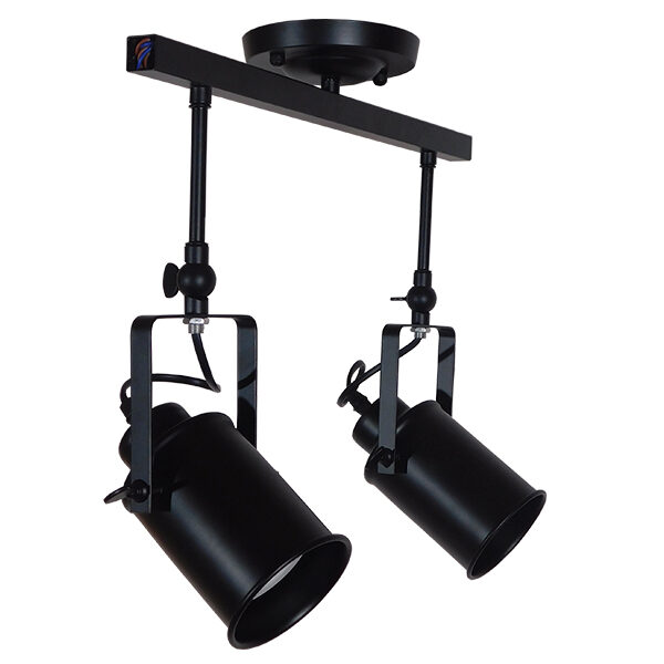 GloboStar® HOLLYWOOD 01154 Vintage Φωτιστικό Οροφής Δίφωτο Μαύρο Μεταλλικό Ράγα Μ13 x Π45 x Υ38cm