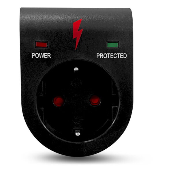 Πρίζα σούκο με προστασία υπέρτασης μαύρη